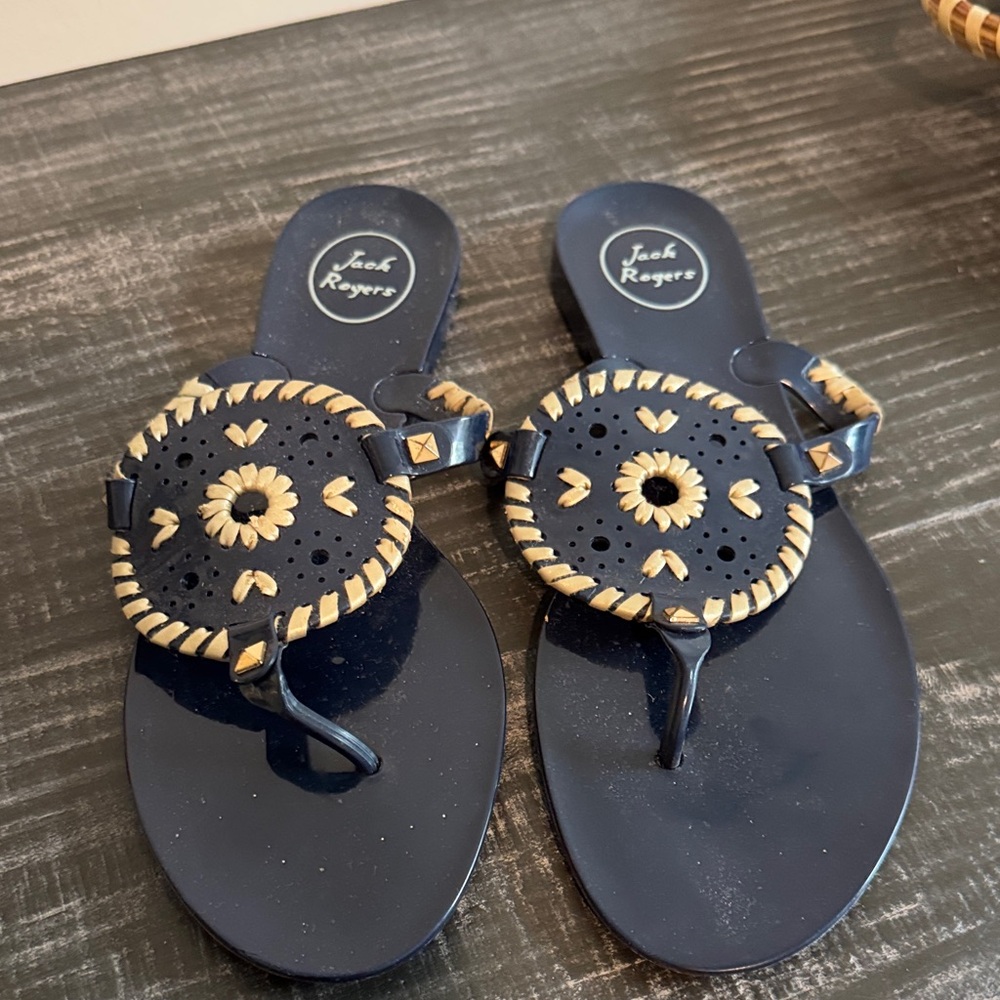 Jack Rogers Navy and Tan Women's Sandals